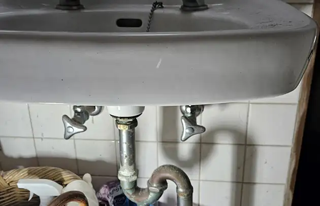 湖南市石部の洗面排水の髪詰まり施工事例写真