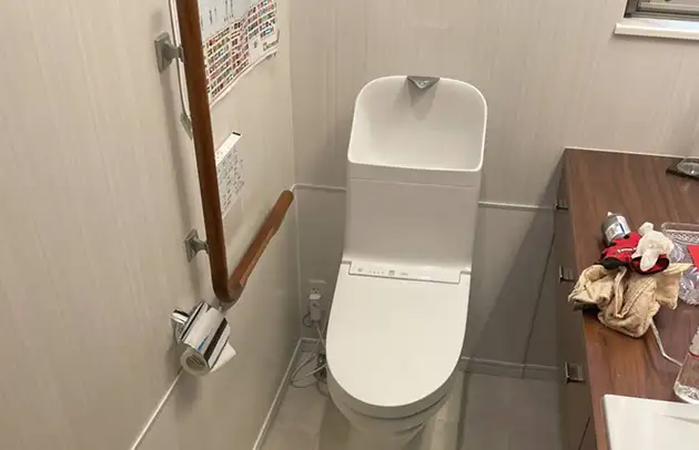 近江八幡市桜宮町の水位が上がるトイレ詰まり施工事例写真
